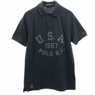 ポロラルフローレン(POLO RALPH LAUREN)のポロラルフローレン 半袖 カスタムフィット 鹿の子 ポロシャツ M ブラック POLO RALPH LAUREN CUSTOM FIT メンズ 古着 【240409】 メール便可(ポロシャツ)