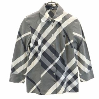 バーバリー(BURBERRY)のバーバリーロンドン 三陽商会 7分袖 チェックシャツ 40 グレー BURBERRY LONDON レディース 古着 【240409】 メール便可(シャツ/ブラウス(長袖/七分))