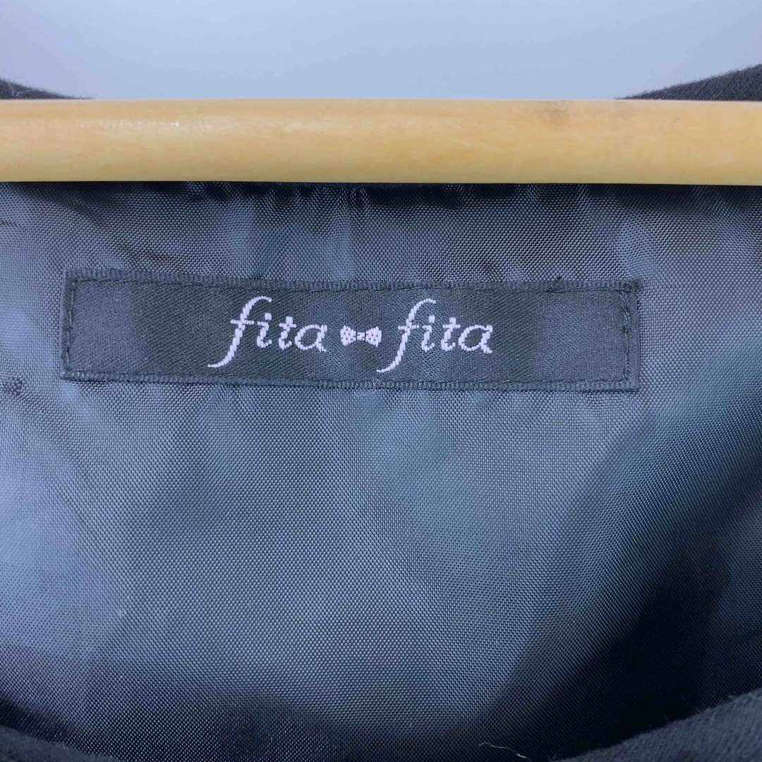 fitafita(フィッタフィッタ)のfitafita フィッタフィッタ レディース ミニワンピース フリルスカート(ヒョウ柄) ブラック レディースのワンピース(ミニワンピース)の商品写真