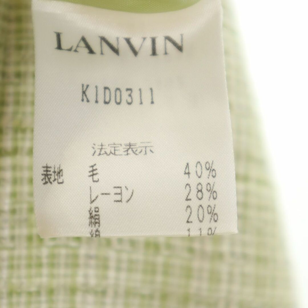 LANVIN(ランバン)のランバン ウールブレンド チェック柄 ノースリーブ 膝丈ワンピース 36 グリーン系 LANVIN LA COLLECTION レディース 古着 【240409】 レディースのワンピース(ひざ丈ワンピース)の商品写真