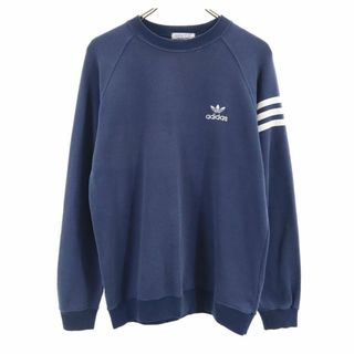 アディダス(adidas)のアディダス 70s 80s デサント製 ヴィンテージ トレフォイルロゴ 長袖 スウェット トレーナー M ネイビー adidas メンズ 古着 【240409】(スウェット)