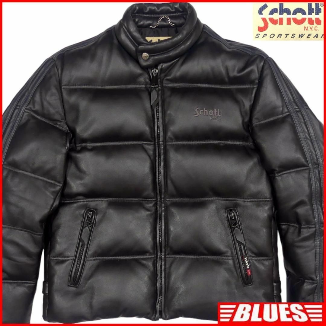 schott(ショット)のUSA製 Schott ショット XL レザーダウンジャケット 黒 JJ864 メンズのジャケット/アウター(ダウンジャケット)の商品写真