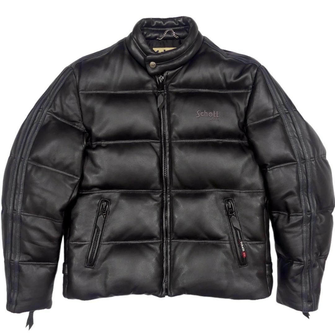 schott(ショット)のUSA製 Schott ショット XL レザーダウンジャケット 黒 JJ864 メンズのジャケット/アウター(ダウンジャケット)の商品写真