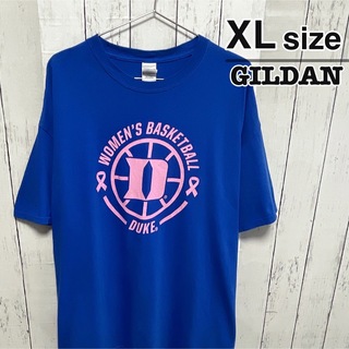 ギルタン(GILDAN)のUSA古着　GILDAN　Tシャツ　XL　ブルー　青　プリント　バスケットボール(Tシャツ/カットソー(半袖/袖なし))