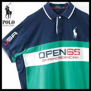 ポロラルフローレン(POLO RALPH LAUREN)の【希少】ラルフローレン ポロシャツ ビッグポニー 刺繍ロゴ OPEN65 一点物(ポロシャツ)