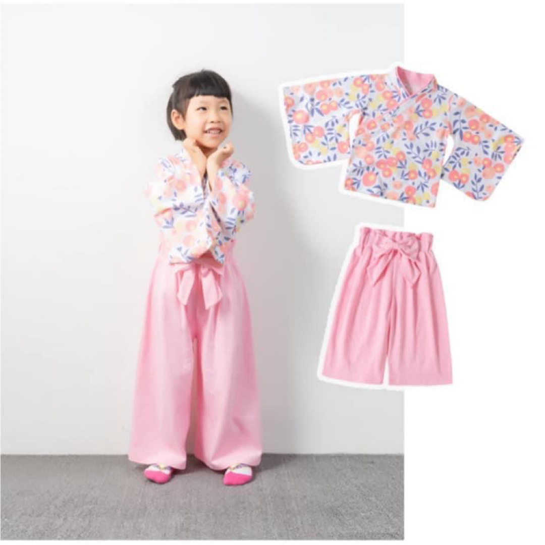 ♡袴 セットアップ♡ 110 薄ピンク  着物 和装 フォーマル 女の子 キッズ/ベビー/マタニティのキッズ服女の子用(90cm~)(和服/着物)の商品写真