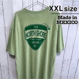 USA古着　メキシコ製　Tシャツ　XL　グリーン　抹茶　サーフィン　プリント(Tシャツ/カットソー(半袖/袖なし))