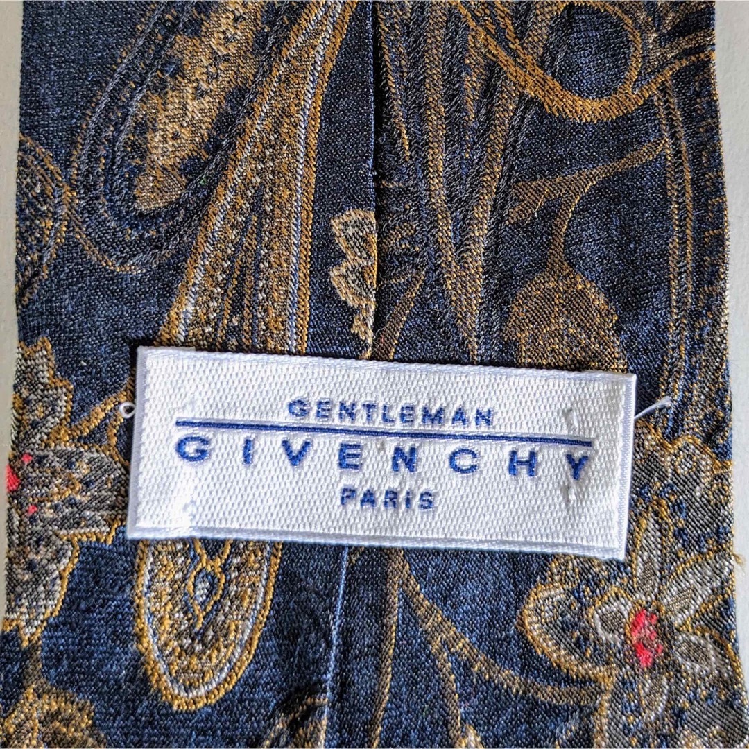 GIVENCHY(ジバンシィ)のイタリア製 ネクタイ GIVENCHY ジバンシー ペイズリー柄 花柄 紺 金 メンズのファッション小物(ネクタイ)の商品写真