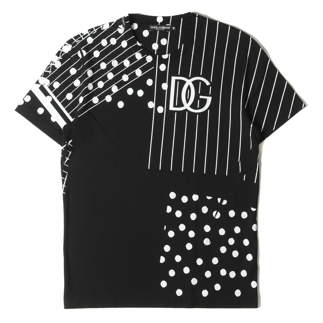 DOLCE&GABBANA(ドルチェアンドガッバーナ)の美品 DOLCE&GABBANA ドルチェ&ガッバーナ Tシャツ サイズ:48 22AW マルチ グラフィック クルーネック 半袖Tシャツ ブラック 黒 イタリア製 トップス カットソー【メンズ】【中古】 メンズのトップス(Tシャツ/カットソー(半袖/袖なし))の商品写真