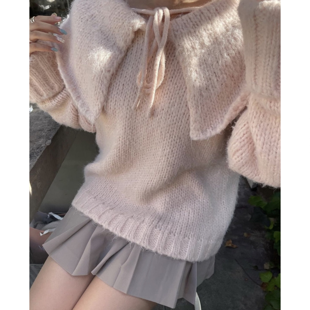 muguet sailor ribbon knit pink レディースのトップス(ニット/セーター)の商品写真