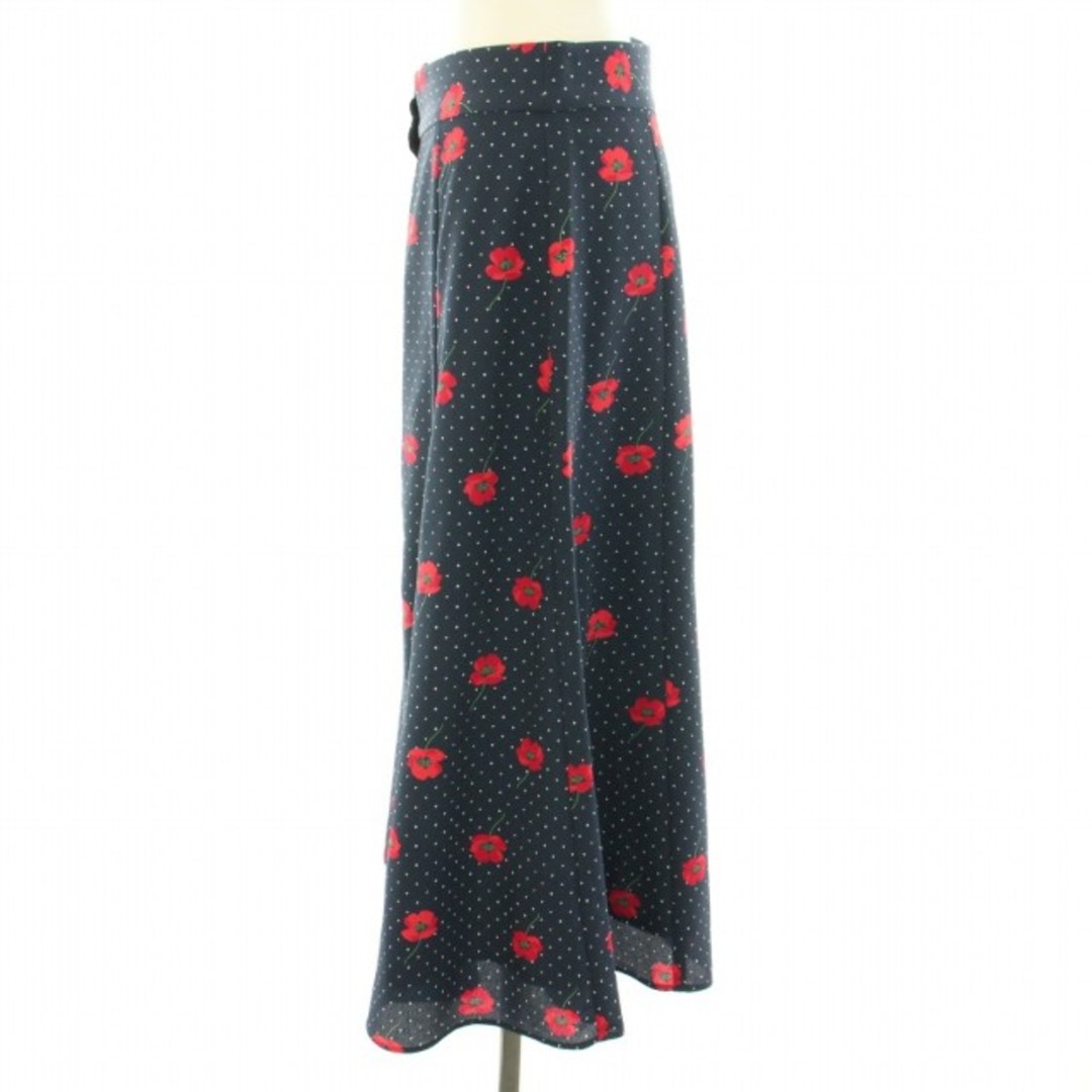 IENA(イエナ)のイエナ ドット前ボタンスカート フレア ミモレ ロング 花柄 38 M 紺 赤 レディースのスカート(ロングスカート)の商品写真