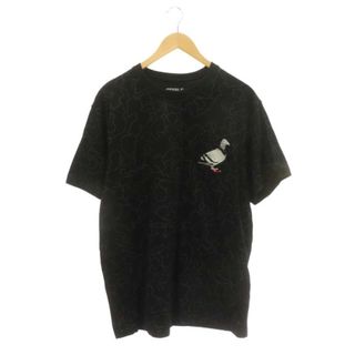 ステイプル Tシャツ カットソー 半袖 総柄 コットン L 黒 グレー