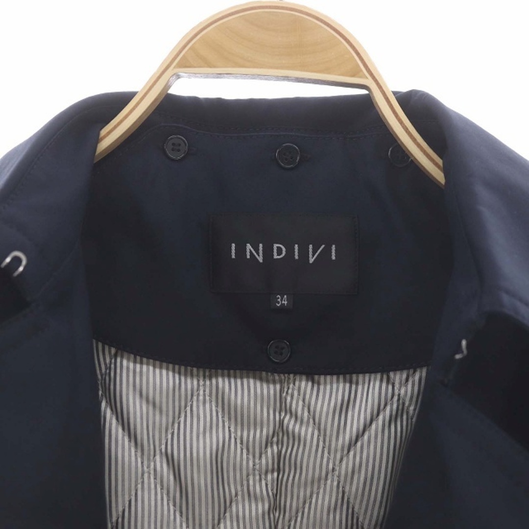 INDIVI(インディヴィ)のインディヴィ トレンチコート アウター ベルト付き ライナー付き XS 紺 レディースのジャケット/アウター(トレンチコート)の商品写真