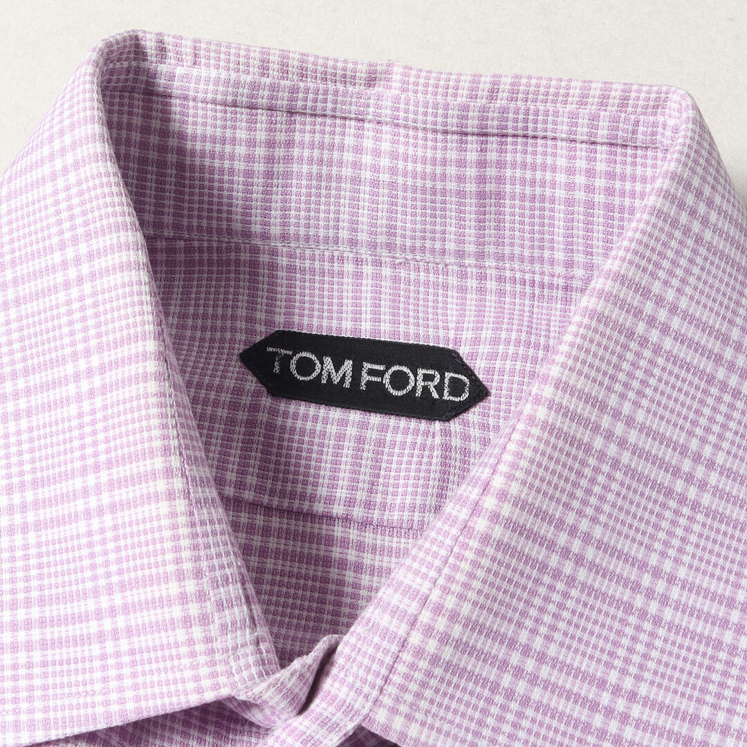 TOM FORD(トムフォード)のTOM FORD トムフォード シャツ サイズ:38 チェック ワイドカラー ドレスシャツ カフス ブロード デザイナーズ ライトパープル イタリア製 トップス カジュアルシャツ 長袖【メンズ】【中古】 メンズのトップス(シャツ)の商品写真