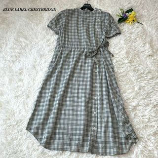 ブルーレーベルクレストブリッジ(BLUE LABEL CRESTBRIDGE)のブルーレーベルクレストブリッジ　ロングワンピース　ノバチェック　リボン　春夏(ロングワンピース/マキシワンピース)