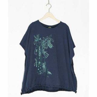 イズスカラー(iS ScoLar)のイズスカラー542211ネコ花柄箔ラバープリントドットチュール切替プルオーバー(Tシャツ(半袖/袖なし))