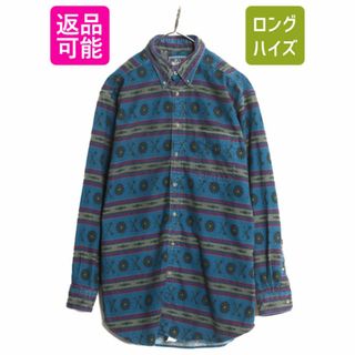 ウールリッチ(WOOLRICH)の90s USA製 ウールリッチ ネイティブ 総柄 シャモア クロス シャツ メンズ L / 90年代 オールド Woolrich ネルシャツ フランネル アウトドア(シャツ)