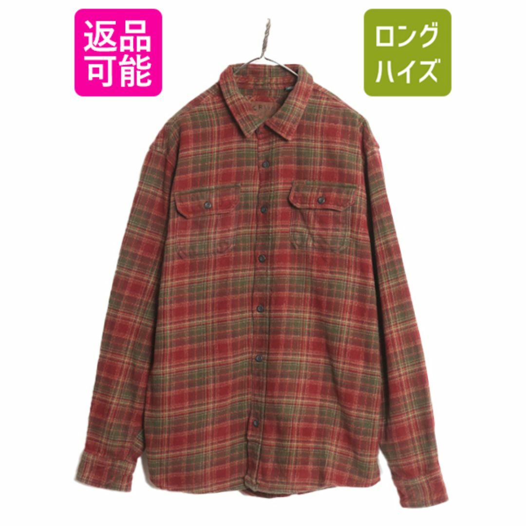 オービス ヘビー フランネル シャツ ジャケット メンズ XL 古着 ORVIS アウトドア コットン 長袖シャツ ネルシャツ ポケット付き チェック メンズのトップス(シャツ)の商品写真