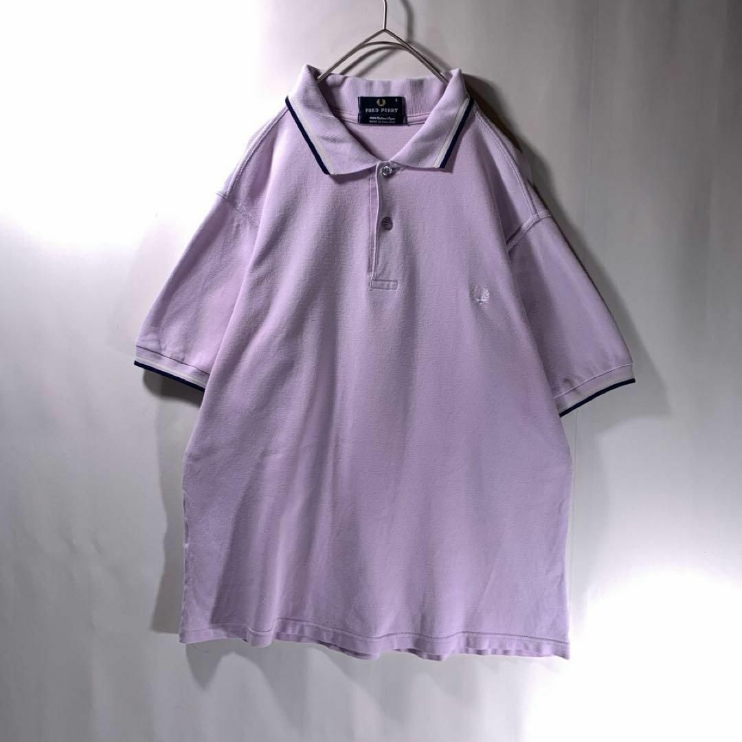 FRED PERRY(フレッドペリー)の英国製 FRED PERRY ポロシャツ 半袖 M12 薄紫 ピンク 系 S メンズのトップス(ポロシャツ)の商品写真