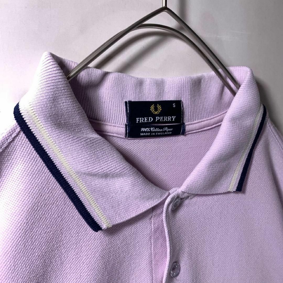 FRED PERRY(フレッドペリー)の英国製 FRED PERRY ポロシャツ 半袖 M12 薄紫 ピンク 系 S メンズのトップス(ポロシャツ)の商品写真
