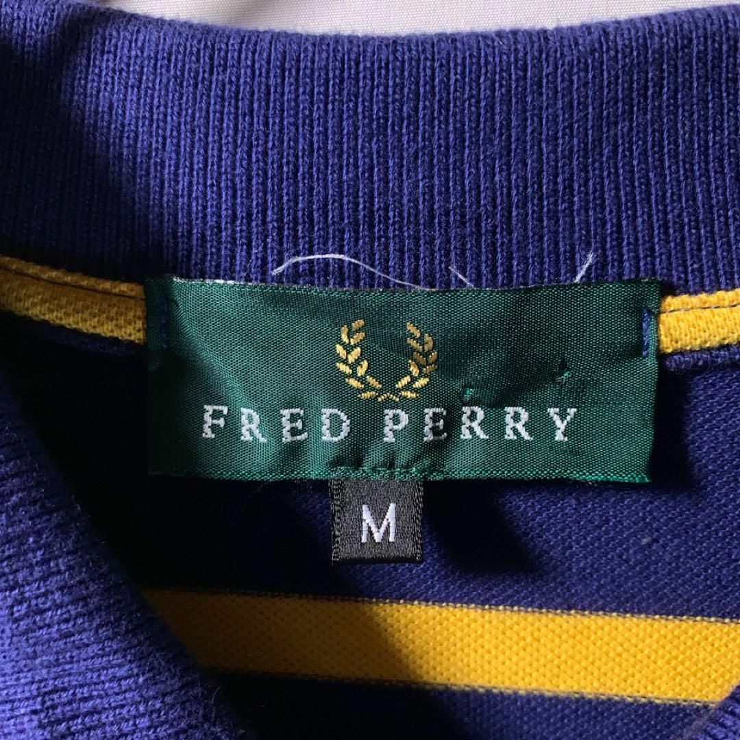 FRED PERRY(フレッドペリー)の90s イタリア製 フレッドペリー ボーダー ポロシャツ 半袖 ネイビー 黄色 メンズのトップス(ポロシャツ)の商品写真