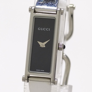 グッチ(Gucci)のGUCCI レディース腕時計 バングルウォッチ クオーツ SS ブラック文字盤(ブレスレット/バングル)