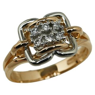 美品 K18YG イエローゴールド Pt900 プラチナ リング 指輪 ダイヤ 0.12ct 【1-0144726】(リング(指輪))