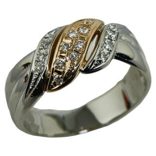 美品 Pt900 プラチナ K18YG イエローゴールド リング 指輪 ダイヤ 0.18ct 【1-0144743】(リング(指輪))