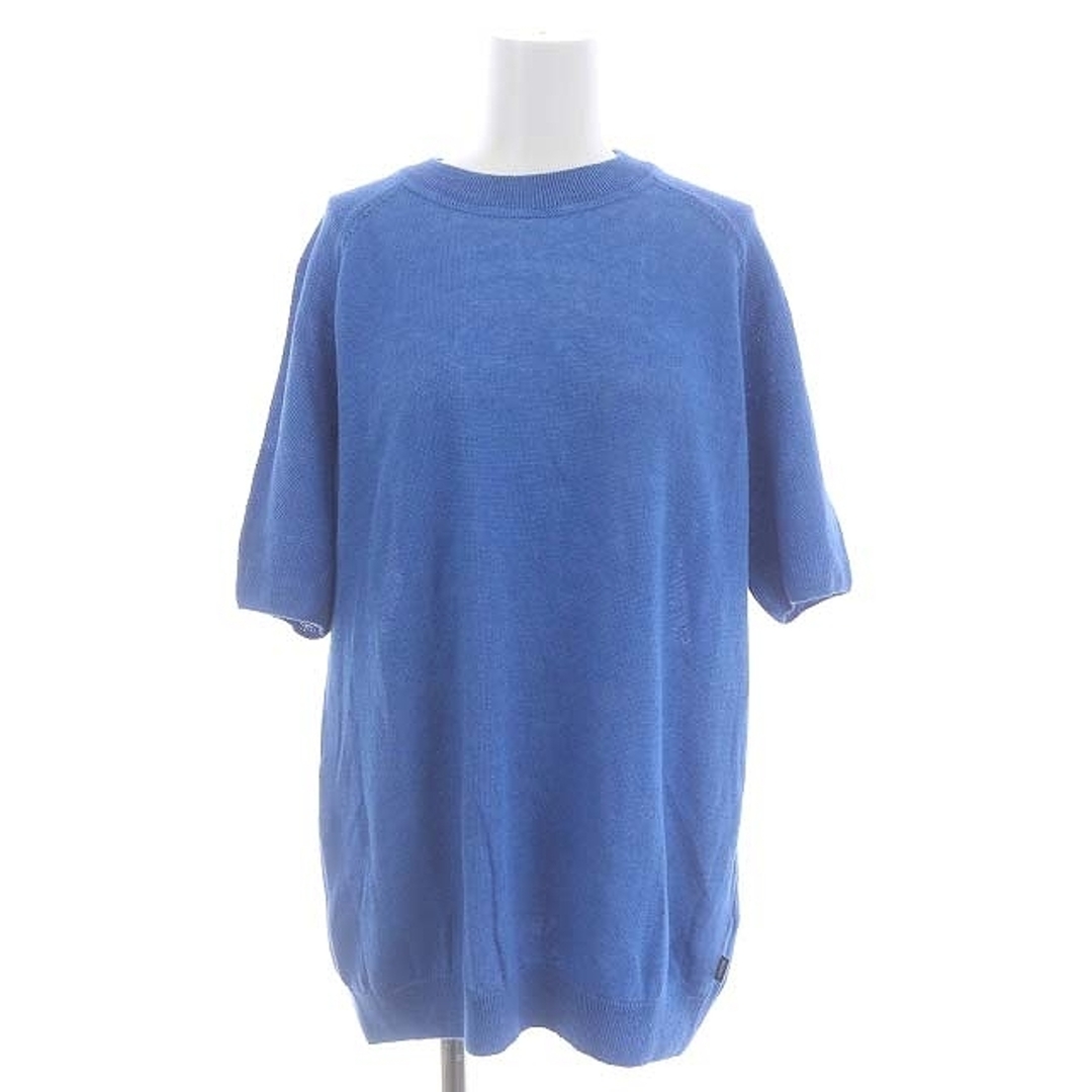 HUGO BOSS(ヒューゴボス)のヒューゴボス リネン半袖ニット カットソー 半袖 L 青 ブルー メンズのトップス(ニット/セーター)の商品写真