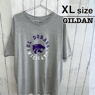 ギルタン(GILDAN)のUSA古着　GILDAN　Tシャツ　XL　グレー　カレッジ　フットボール　ロゴ(Tシャツ/カットソー(半袖/袖なし))
