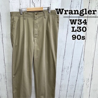 ラングラー(Wrangler)のWrangler　90s　チノパン　コットンパンツ　ベージュ　W34　USA古着(チノパン)