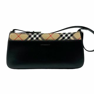 バーバリー(BURBERRY)のバーバリー BURBERRY ショルダーバッグ ノバチェック レザー/キャンバス ブラック/ベージュ シルバー レディース 送料無料【中古】 z0415(ショルダーバッグ)