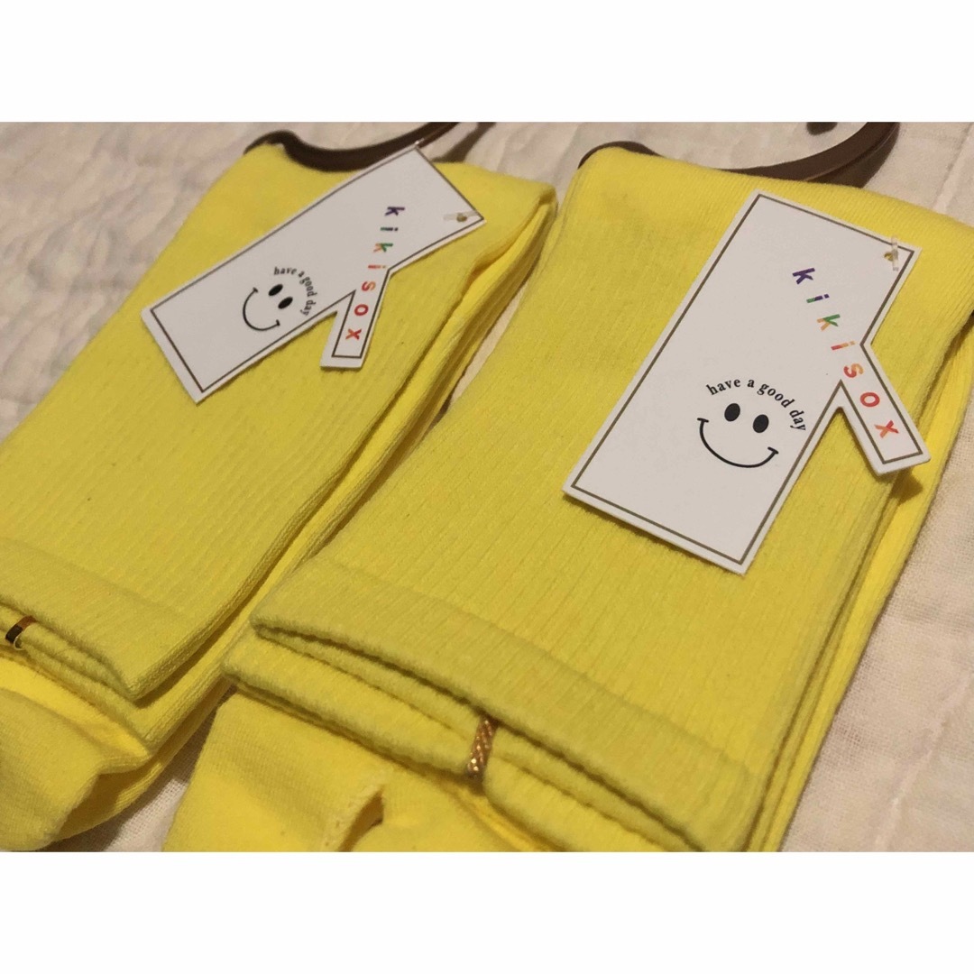 【2足セット匿名送無料❗️】リブ 足袋ソックス 靴下 足袋ブーツ 黄色 イエロー レディースのレッグウェア(ソックス)の商品写真