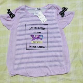 女児 半袖 シースルー トップス Ｔシャッ(Tシャツ/カットソー)