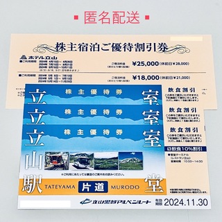 立山黒部アルペンルート 株主優待券 　片道 立山↔︎室堂 ３枚セット＋宿泊割引券(その他)