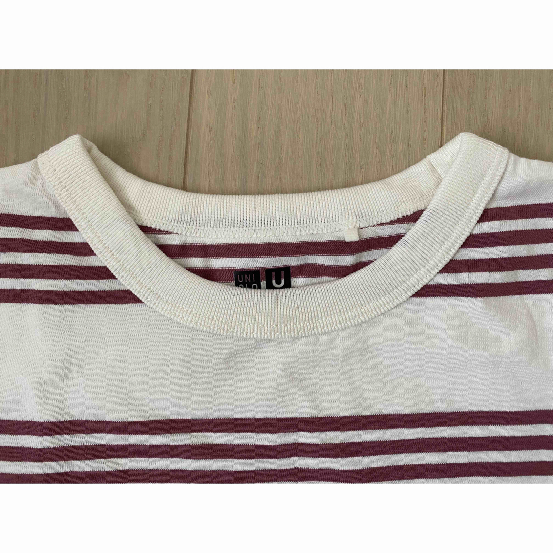 UNIQLO(ユニクロ)のUNIQLO キッズボーダーTシャツ 120cm キッズ/ベビー/マタニティのキッズ服女の子用(90cm~)(Tシャツ/カットソー)の商品写真