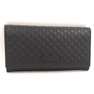 グッチ(Gucci)のGUCCI 二つ折り長財布 マイクログッチシマ レザー ブラック 449396(財布)