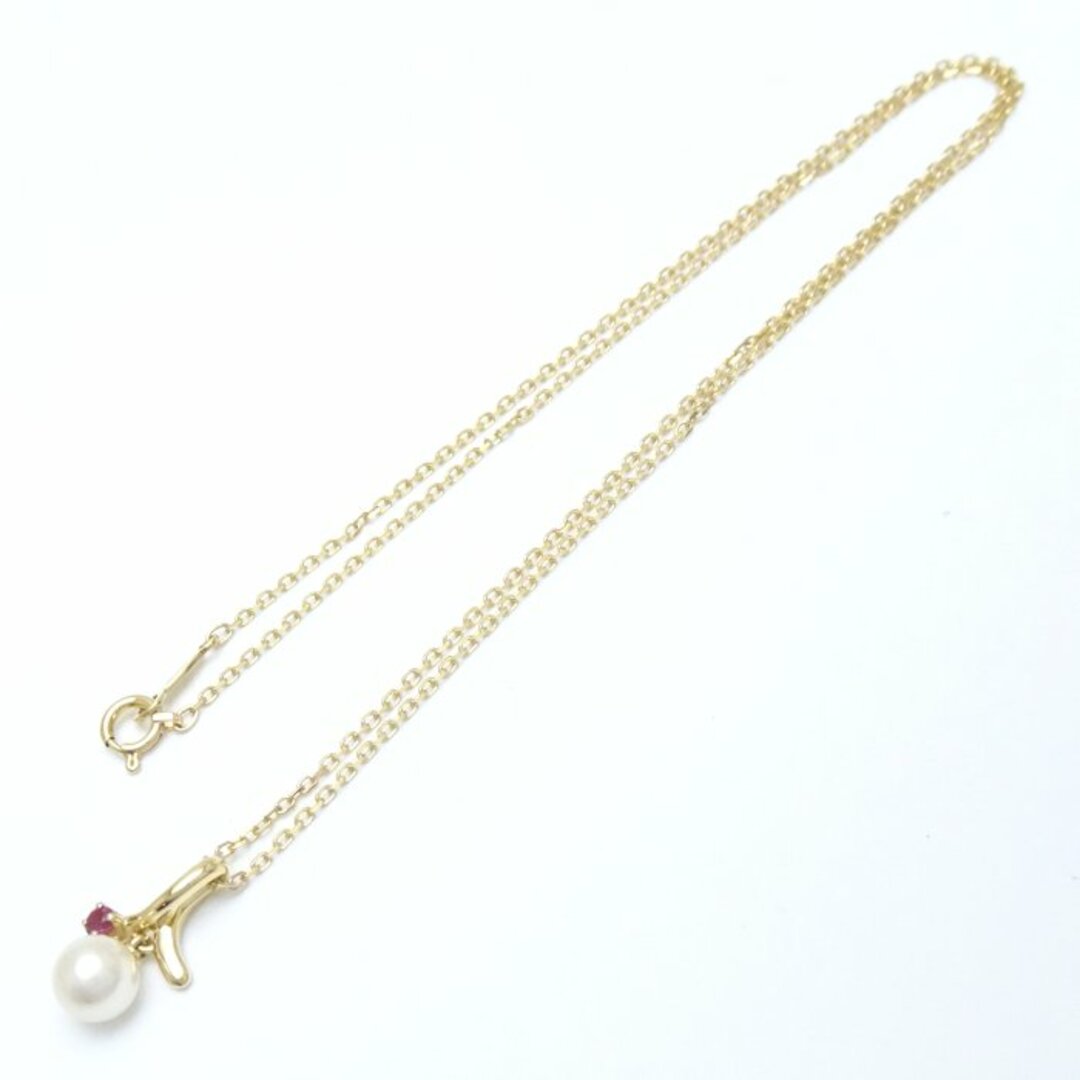 MIKIMOTO(ミキモト)のMIKIMOTO ミキモト パール ネックレス 真珠5.8ミリ ルビー K18YG イエローゴールド/291593【中古】【BJ】 レディースのアクセサリー(ネックレス)の商品写真