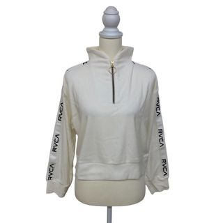 RVCA ルーカ トップス ジップアップ ショート トレーナー レディース白 S(トレーナー/スウェット)