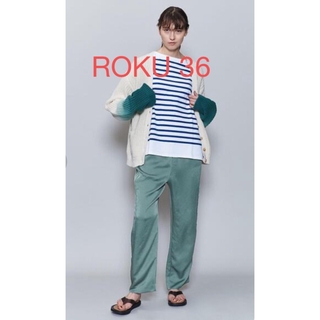 ロク(6 (ROKU))のROKU 6 ロク サテンパンツ 36 ライトグリーン(カジュアルパンツ)