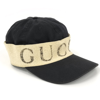 グッチ(Gucci)のGUCCI キャップ ヘアバンド付 ロゴ コットン ポリエステル 帽子(キャップ)