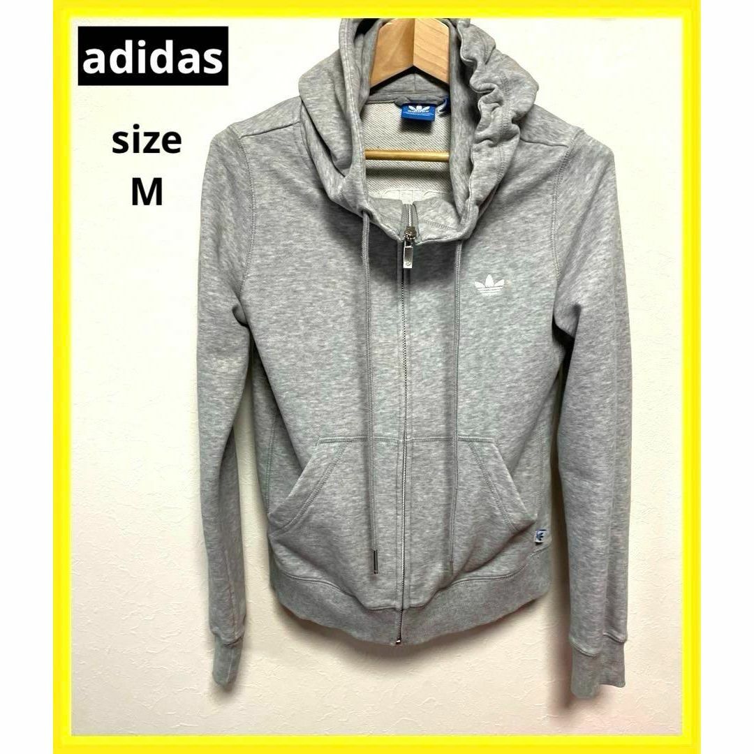 adidas(アディダス)のadidas アディダス スエット パーカー M グレー レディースのトップス(パーカー)の商品写真