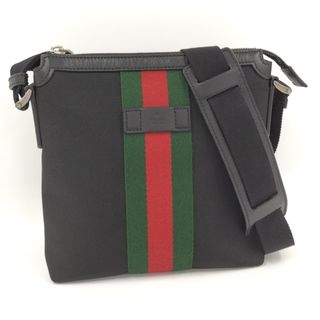 グッチ(Gucci)のGUCCI ショルダーバッグ シェリーライン キャンバス ブラック 631195(ショルダーバッグ)