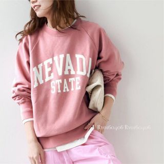 大人気色⭐️美品⭐️レリューム NEVADAロゴスウェット／ピンク