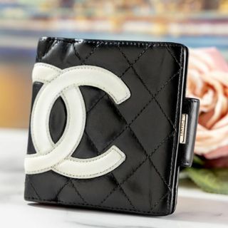 シャネル(CHANEL)の【超美品】 CHANEL シャネル 二つ折り 財布 カンボンライン ブラック(財布)