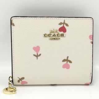 コーチ(COACH)のCOACH 二つ折り 財布 ハート フローラル レザー アイボリー C2868(財布)