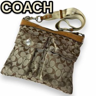 コーチ(COACH)の訳アリ特価　COACH　ショルダーバッグ　レザーキャンバスコンビ　斜めがけ可(ショルダーバッグ)