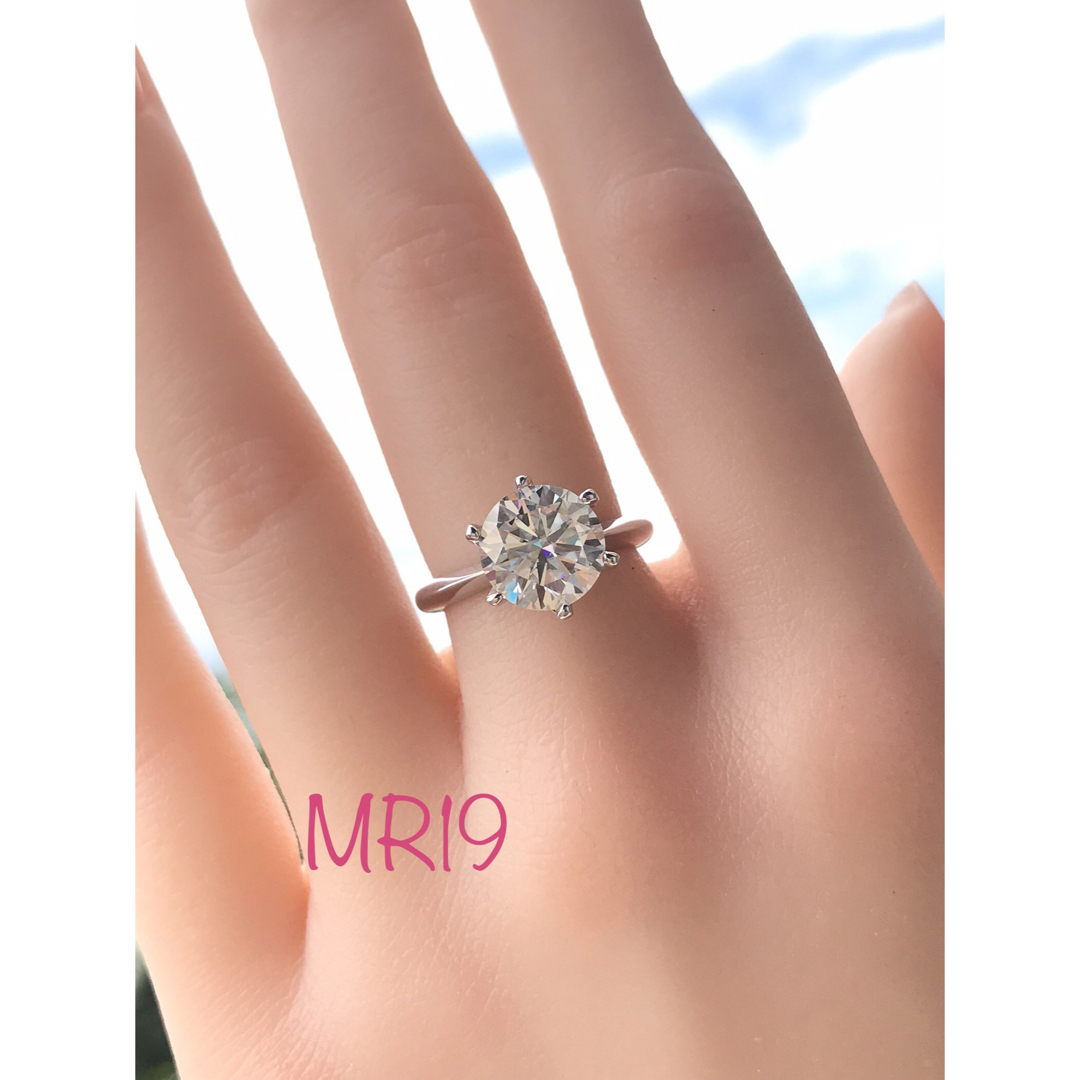 MR19／ 6.5号 3ct 3カラット 9㎜ モアサナイト リング 925 レディースのアクセサリー(リング(指輪))の商品写真