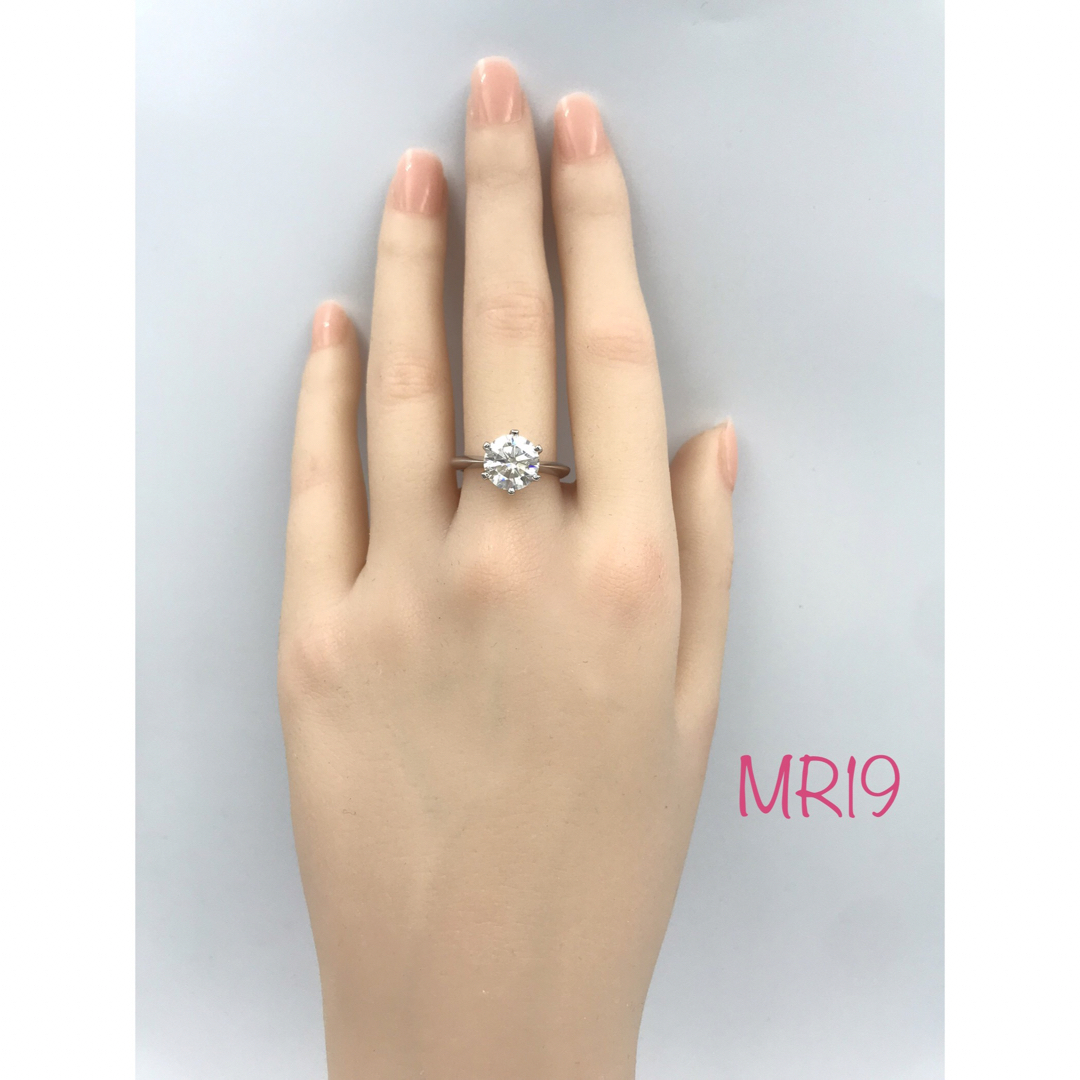 MR19／10号 3ct 3カラット 9㎜ モアサナイト リング 925 レディースのアクセサリー(リング(指輪))の商品写真