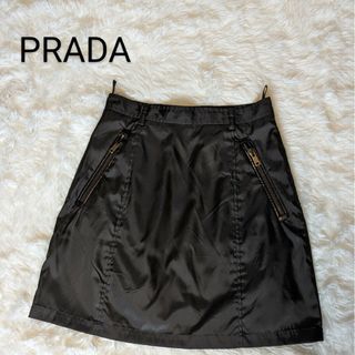 プラダ(PRADA)の【希少デザイン】PRADA　プラダ　ナイロン　レザー　スカート　サイズ40(ミニスカート)